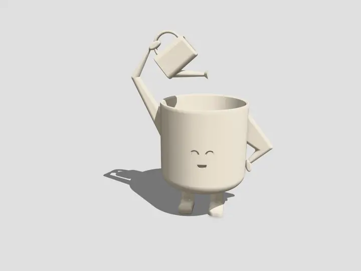 Modèle 3D du cache-pot « L’arroseur arrosé »