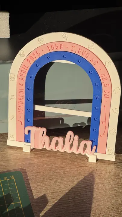 Cadre de naissance en arche personnalisé au prénom Thalia