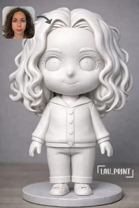 Figurine personnalisée réalisée d’après une photo, avec la photo d’origine en vignette