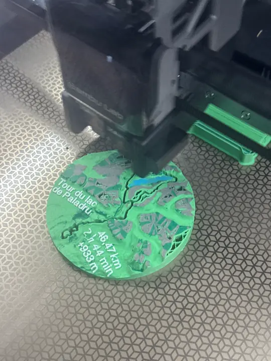 Carte du lac de Paladru en cours d’impression 3D
