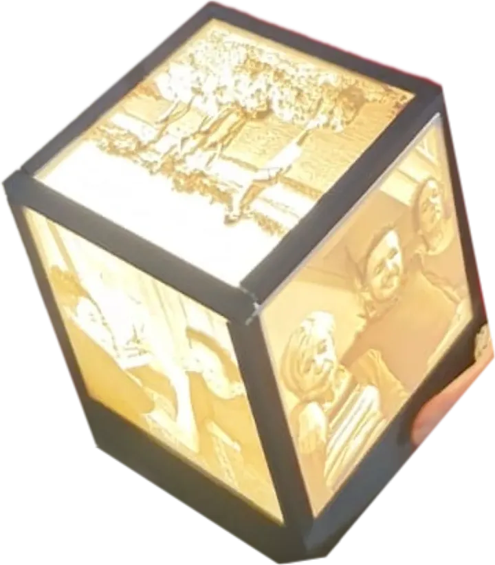 Lampe lithophane allumée, imprimée en 3D